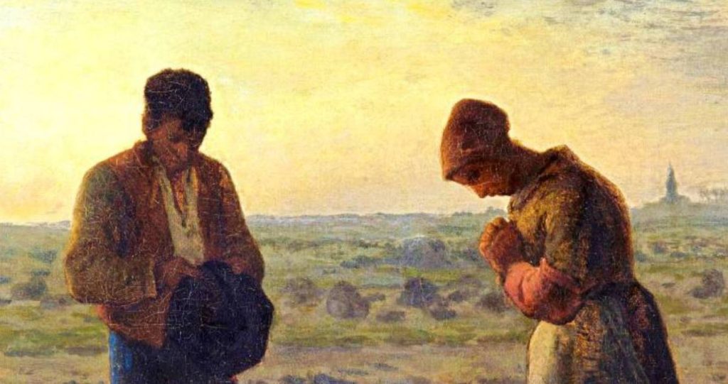 ミレー「晩鐘」祈りを捧げている夫婦